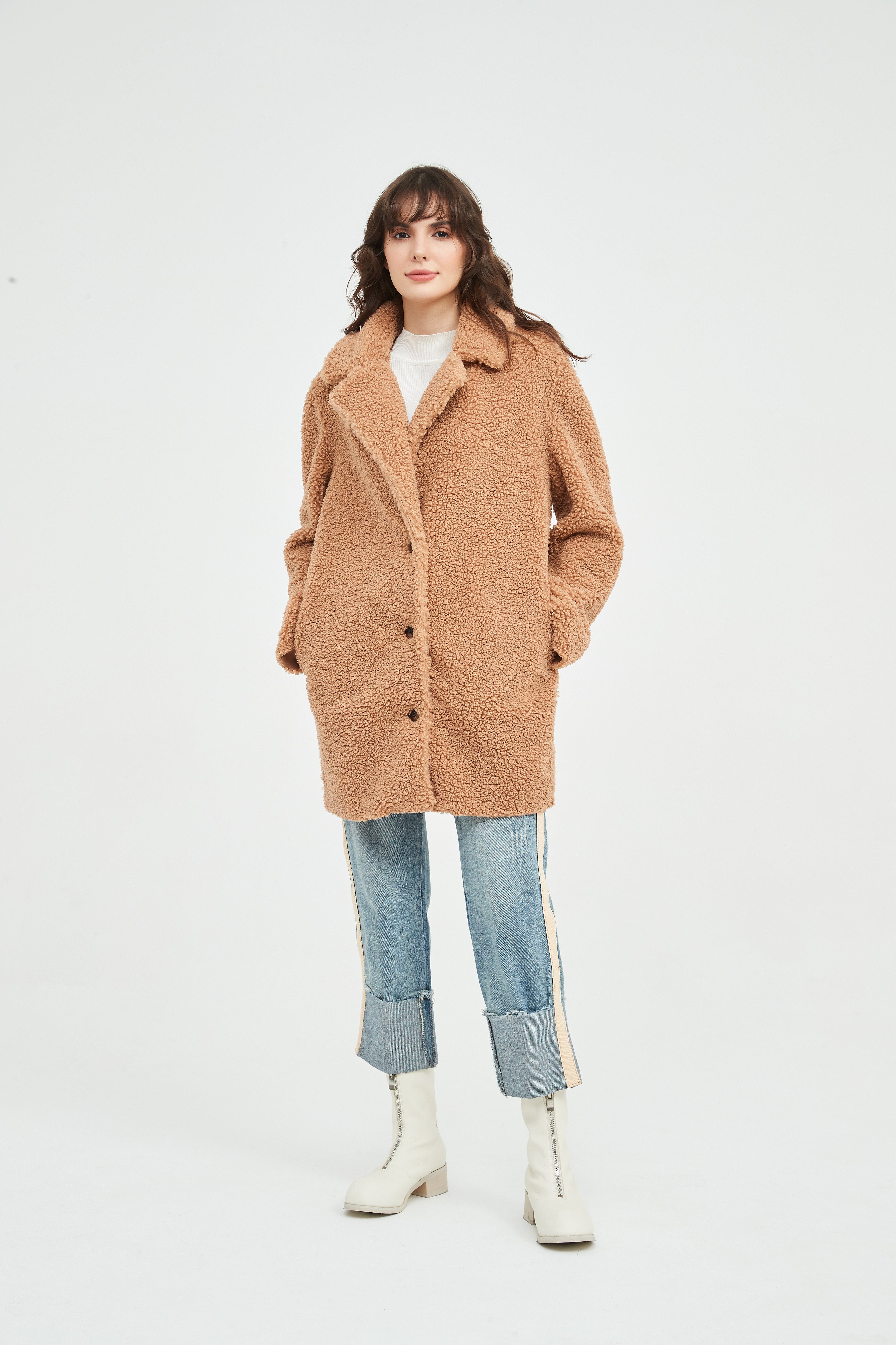 Ladies' Single Breasted Faux Fur Coat