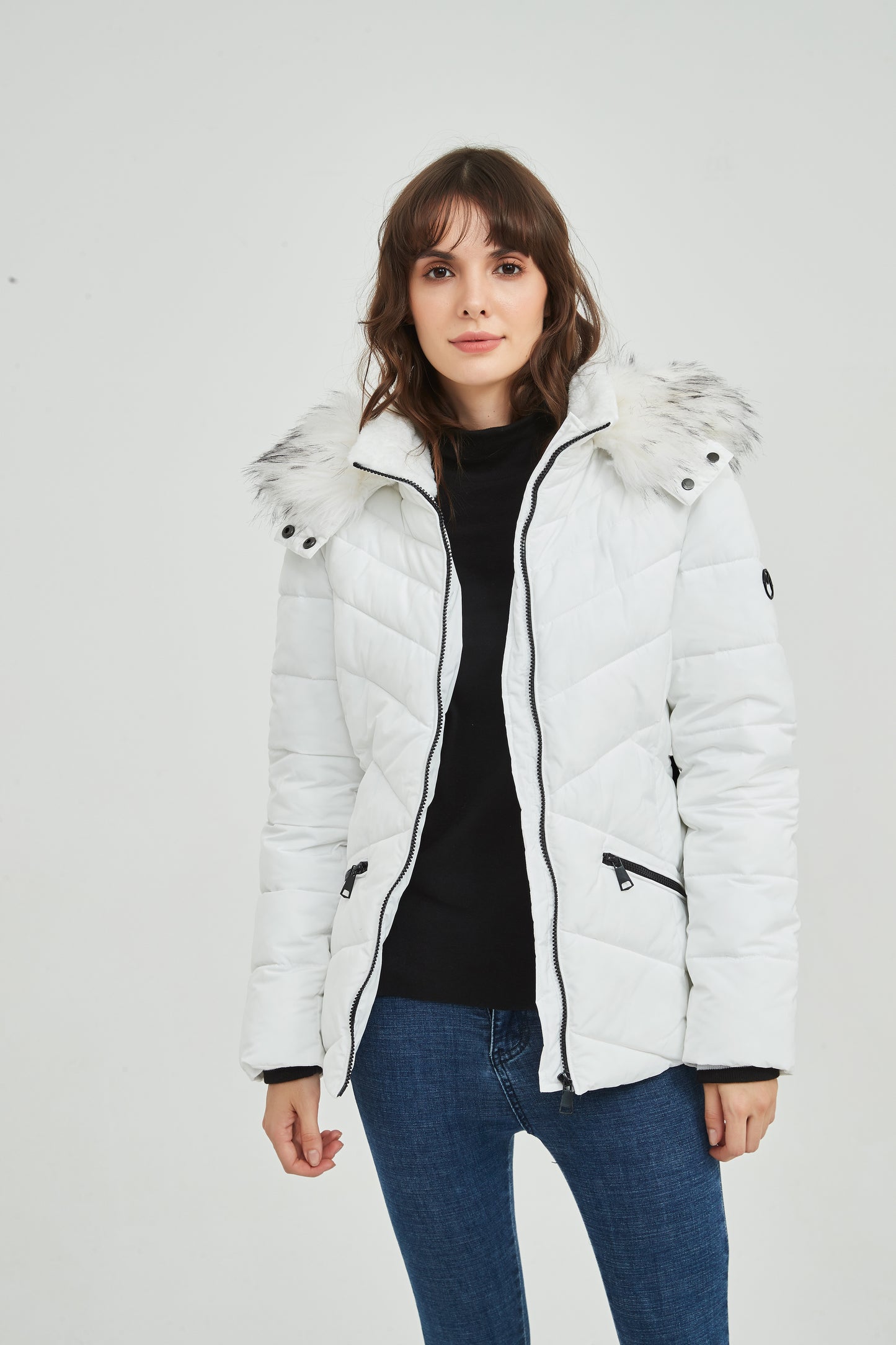 Ladies' Padded Jacket with Detachable Hood