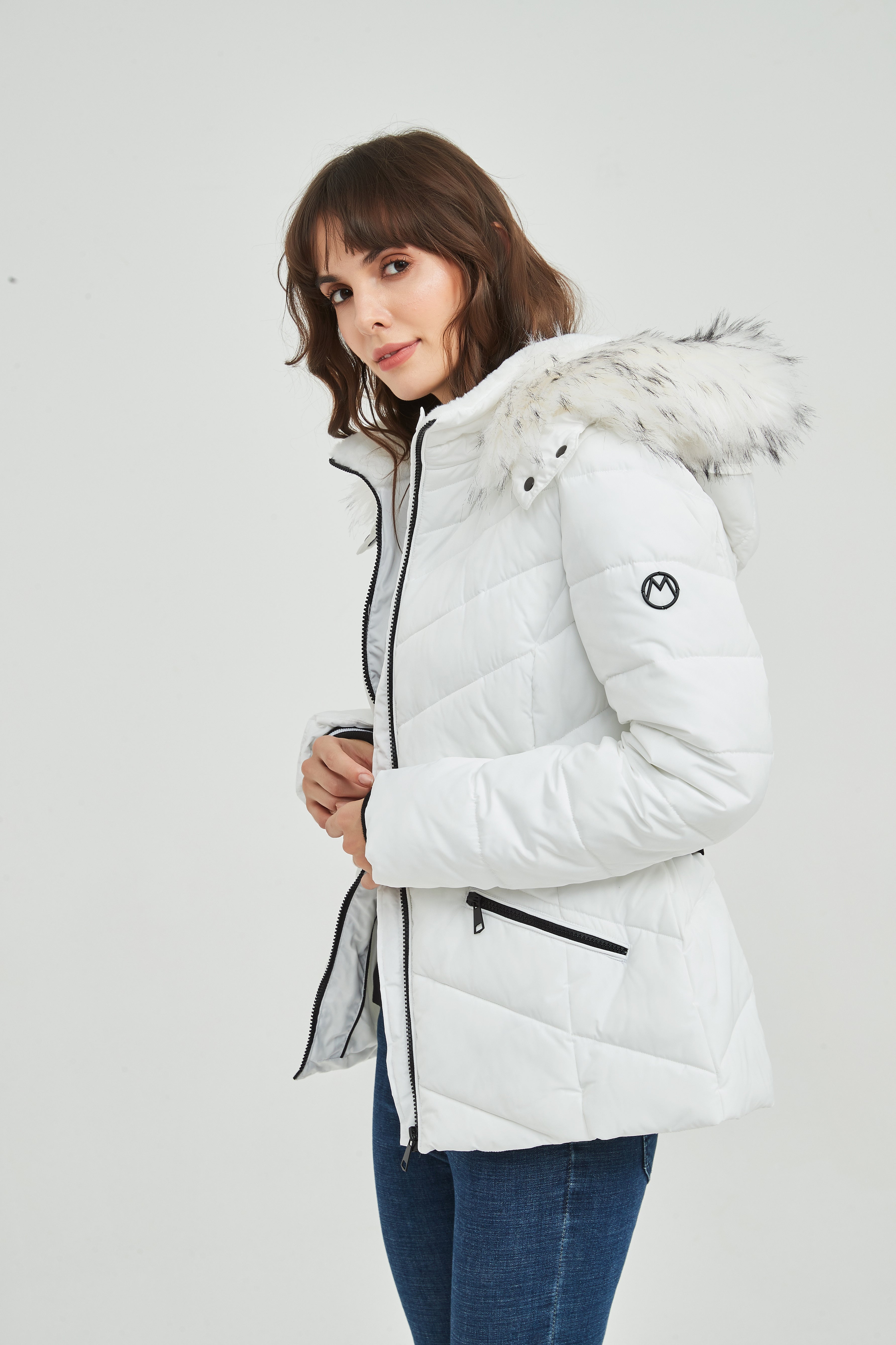 Ladies' Padded Jacket with Detachable Hood