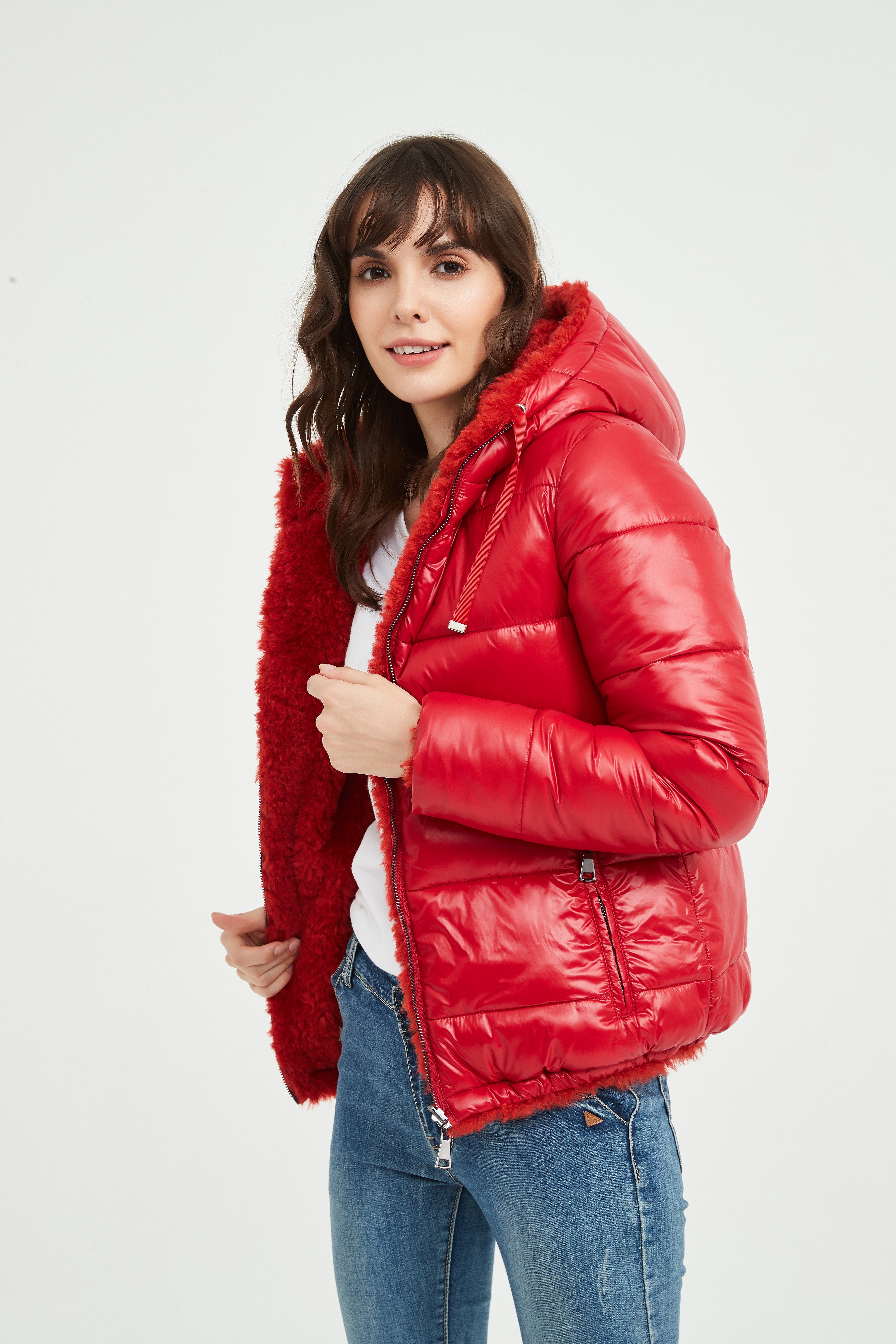 Women Faux Fur jacket double wear