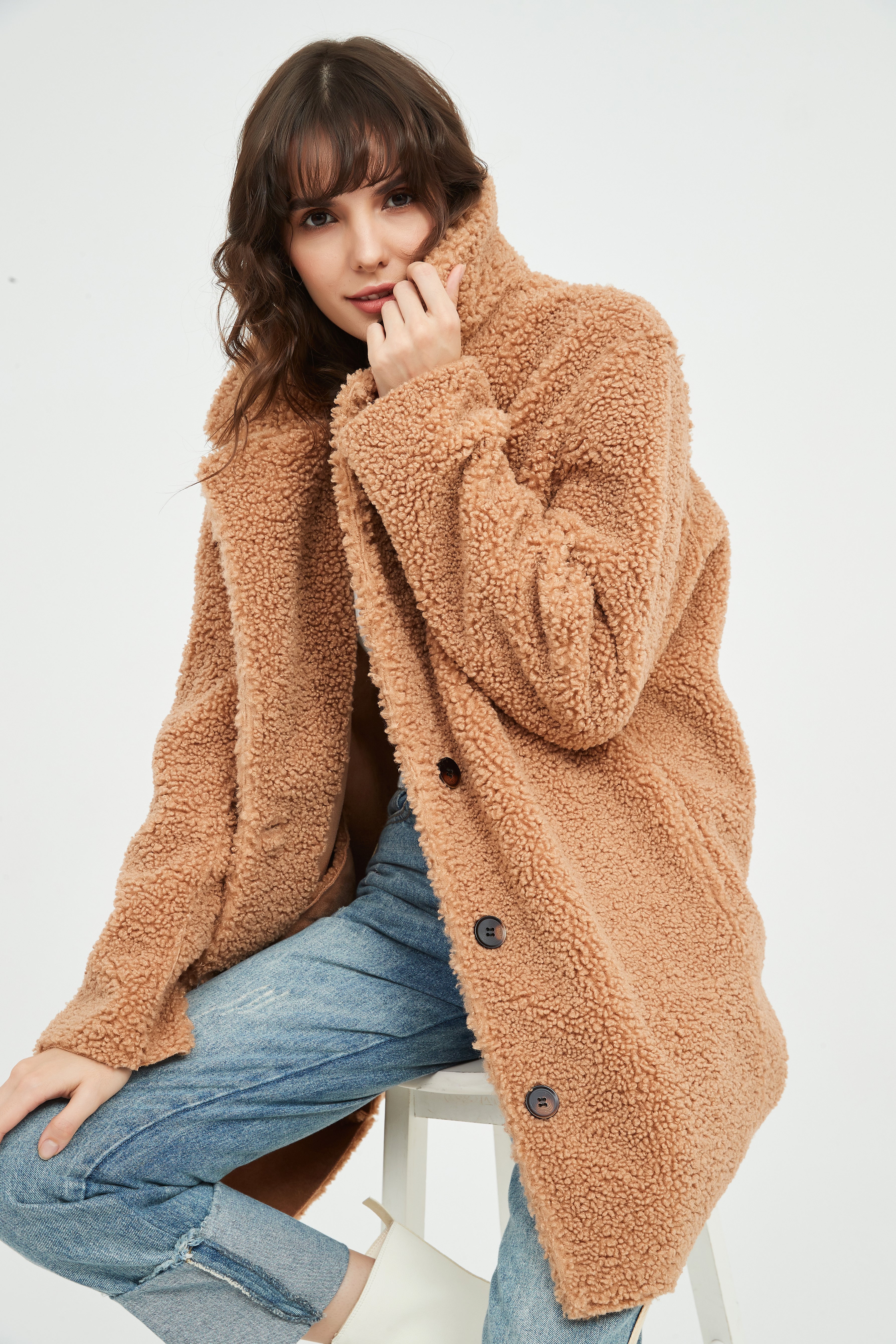 Ladies' Single Breasted Faux Fur Coat