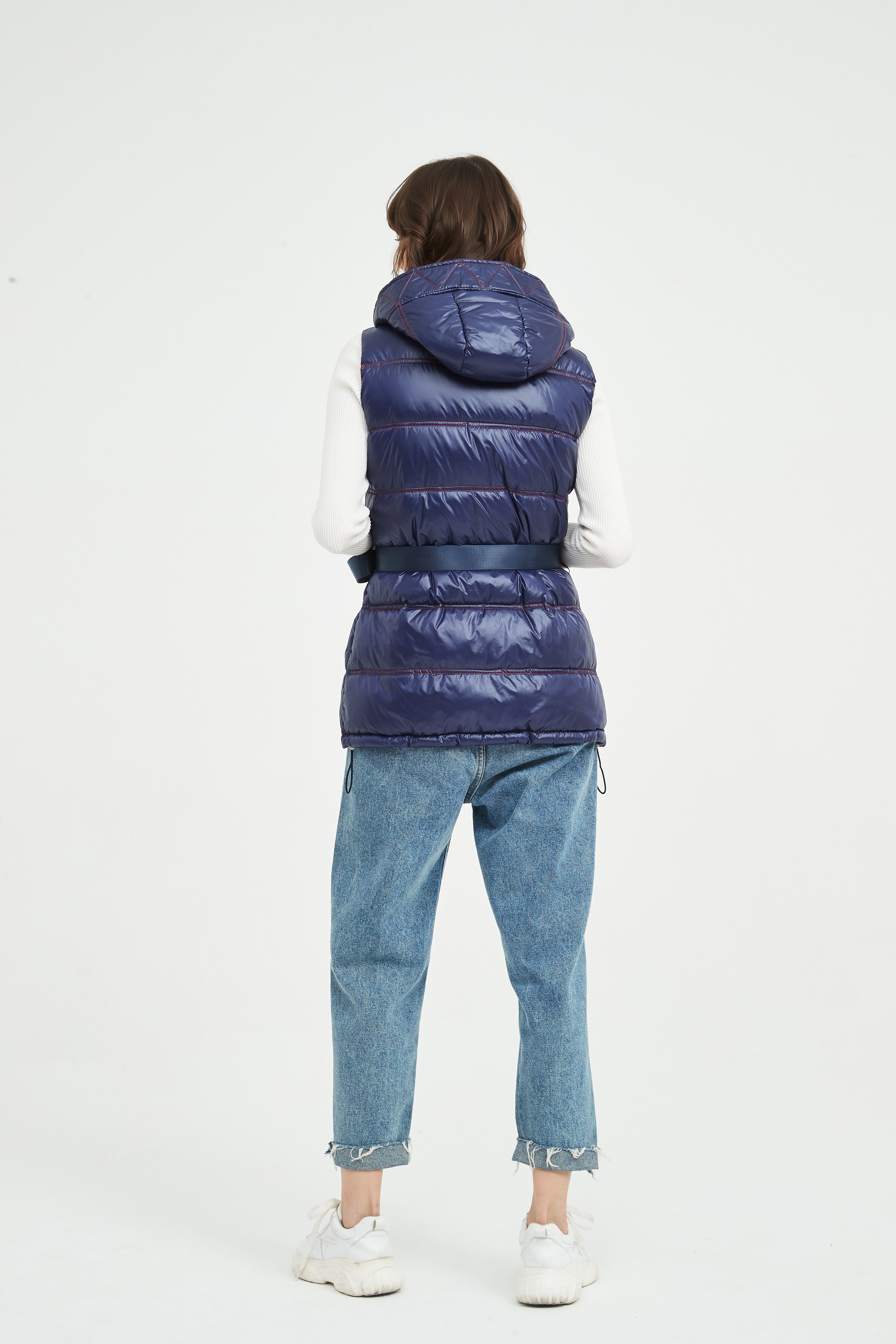 Ladies' Woven Sleeveless Padded Vest with Hood