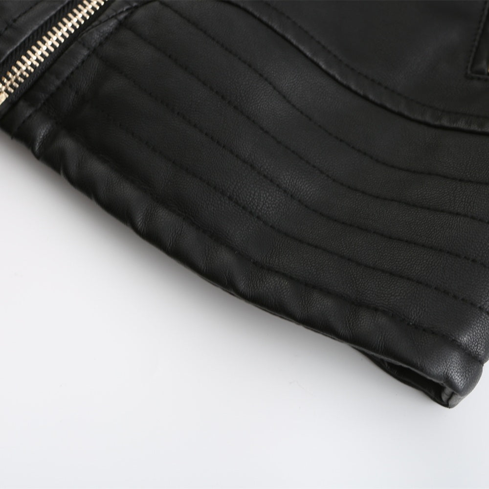 Women PU faux fur collar jacket