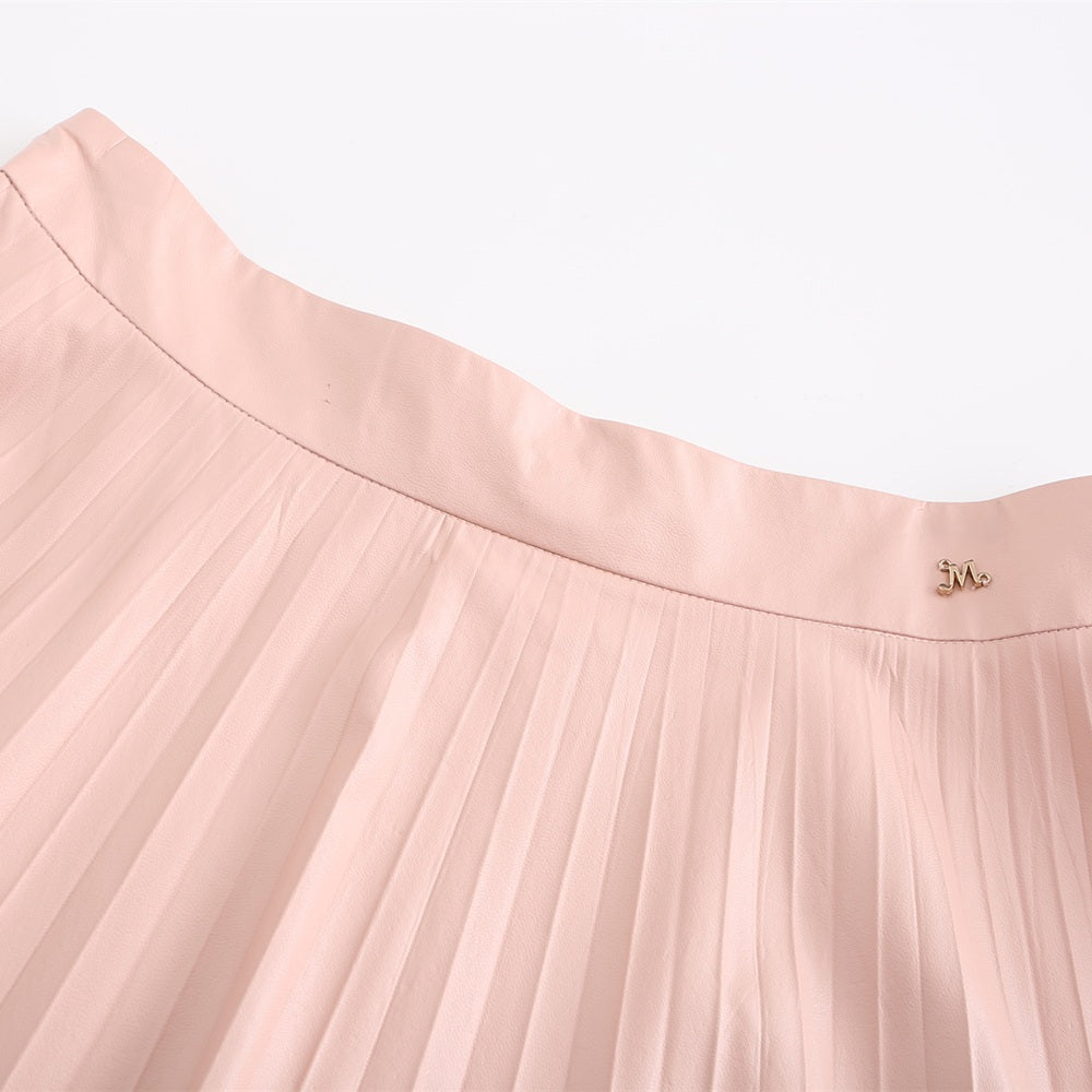 Women PU pleated skirt