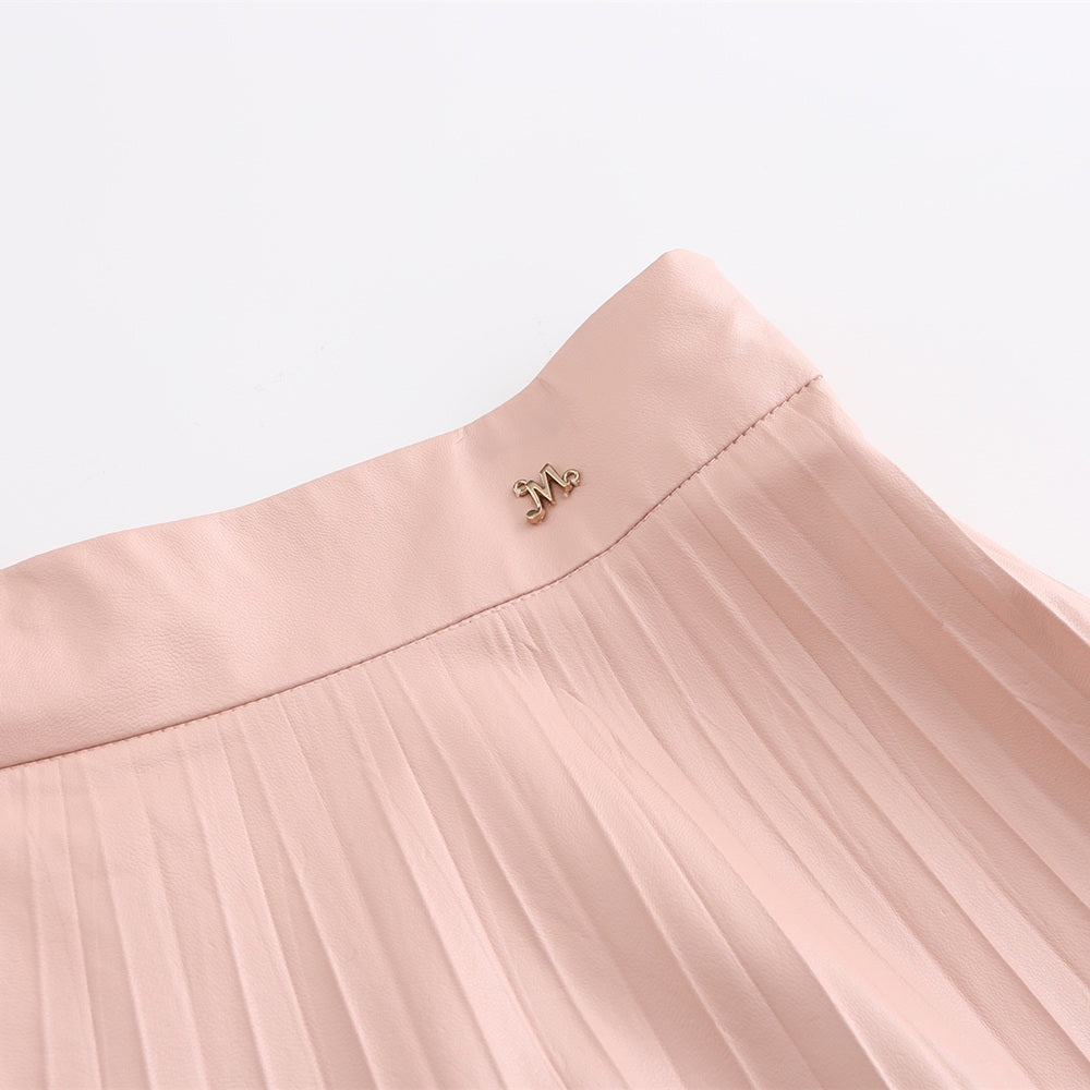 Women PU pleated skirt