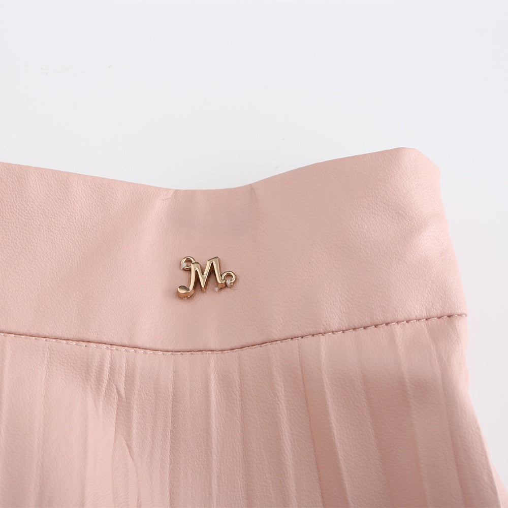 Women PU pleated skirt