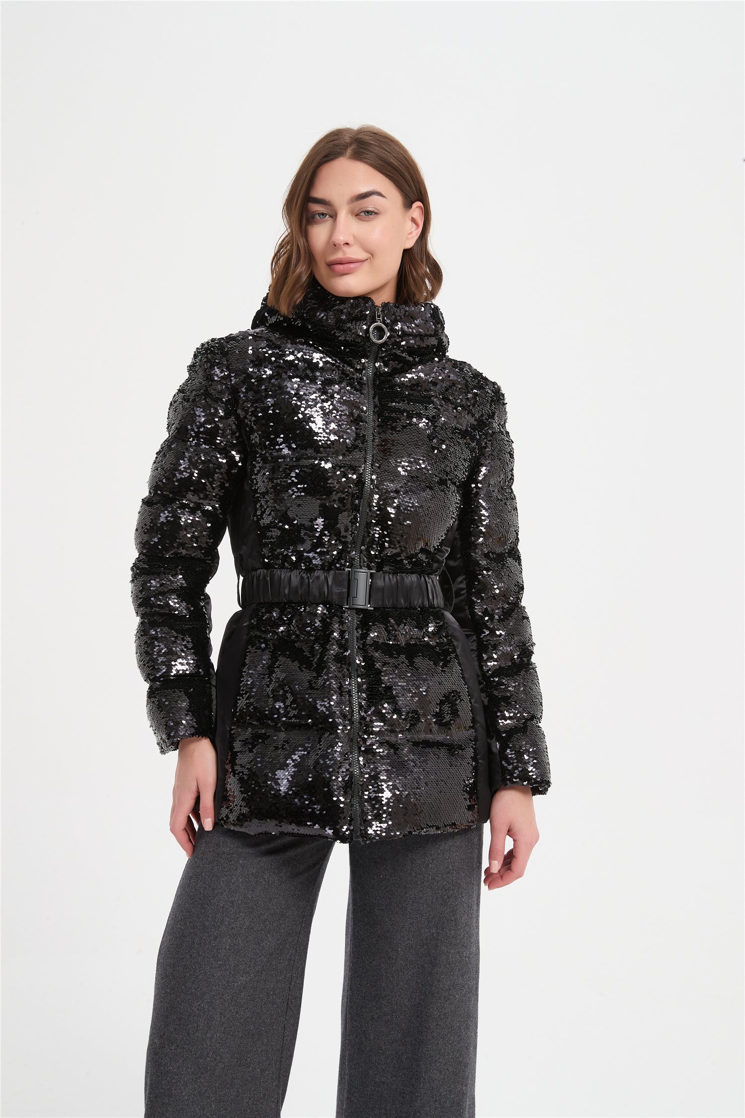 women sequin  padded coat