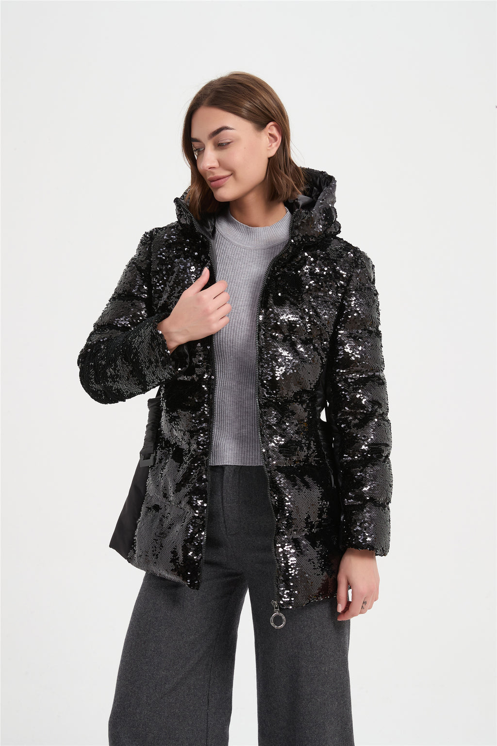 women sequin  padded coat