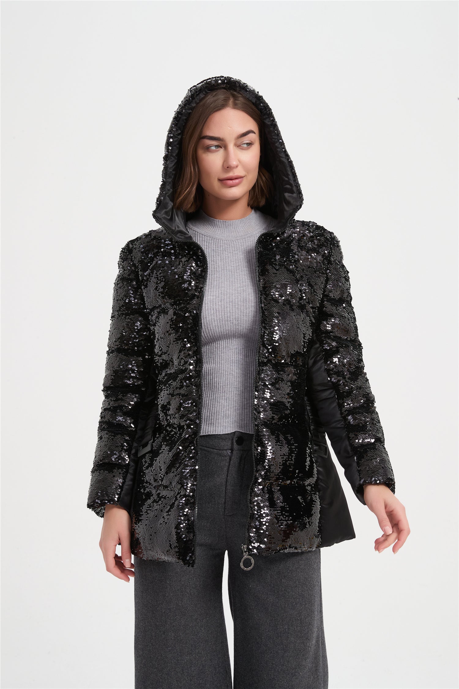 women sequin  padded coat