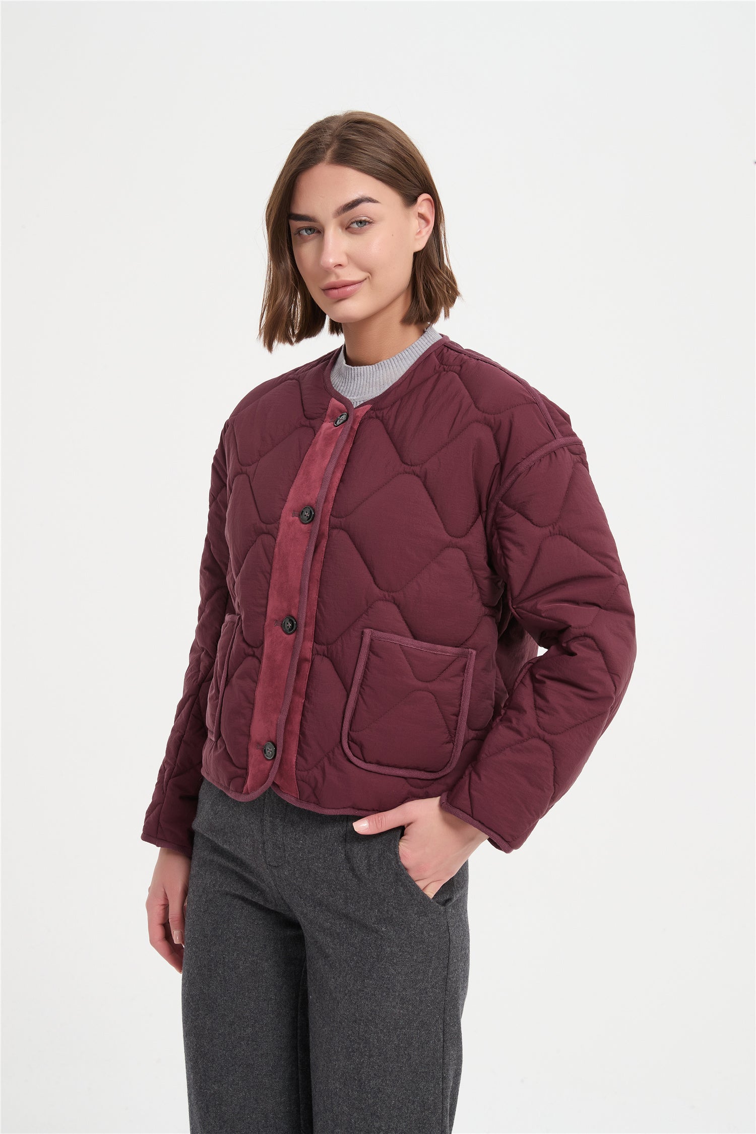 Women fancy quilting neckless  paddedjacket