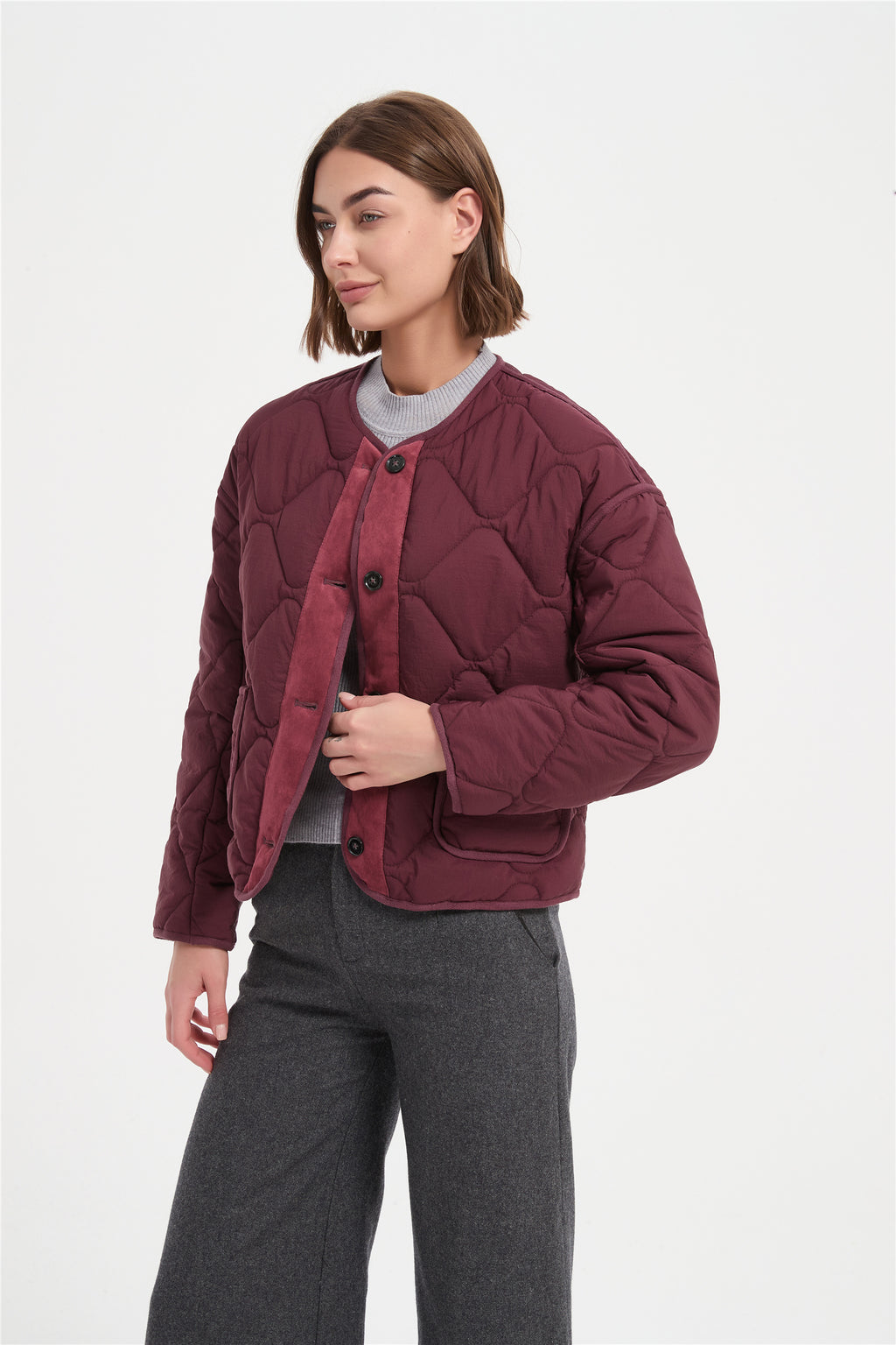 Women fancy quilting neckless  paddedjacket