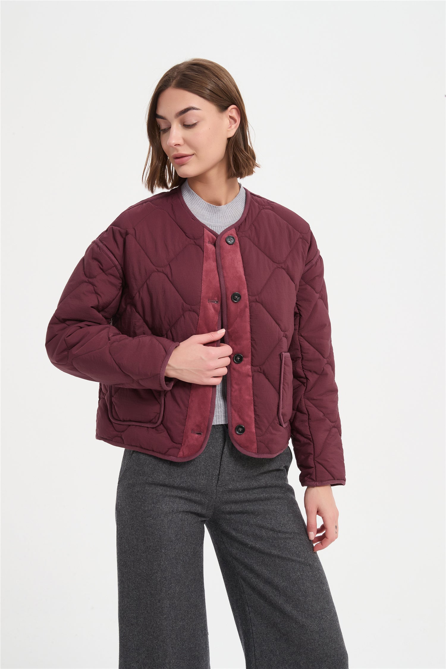 Women fancy quilting neckless  paddedjacket