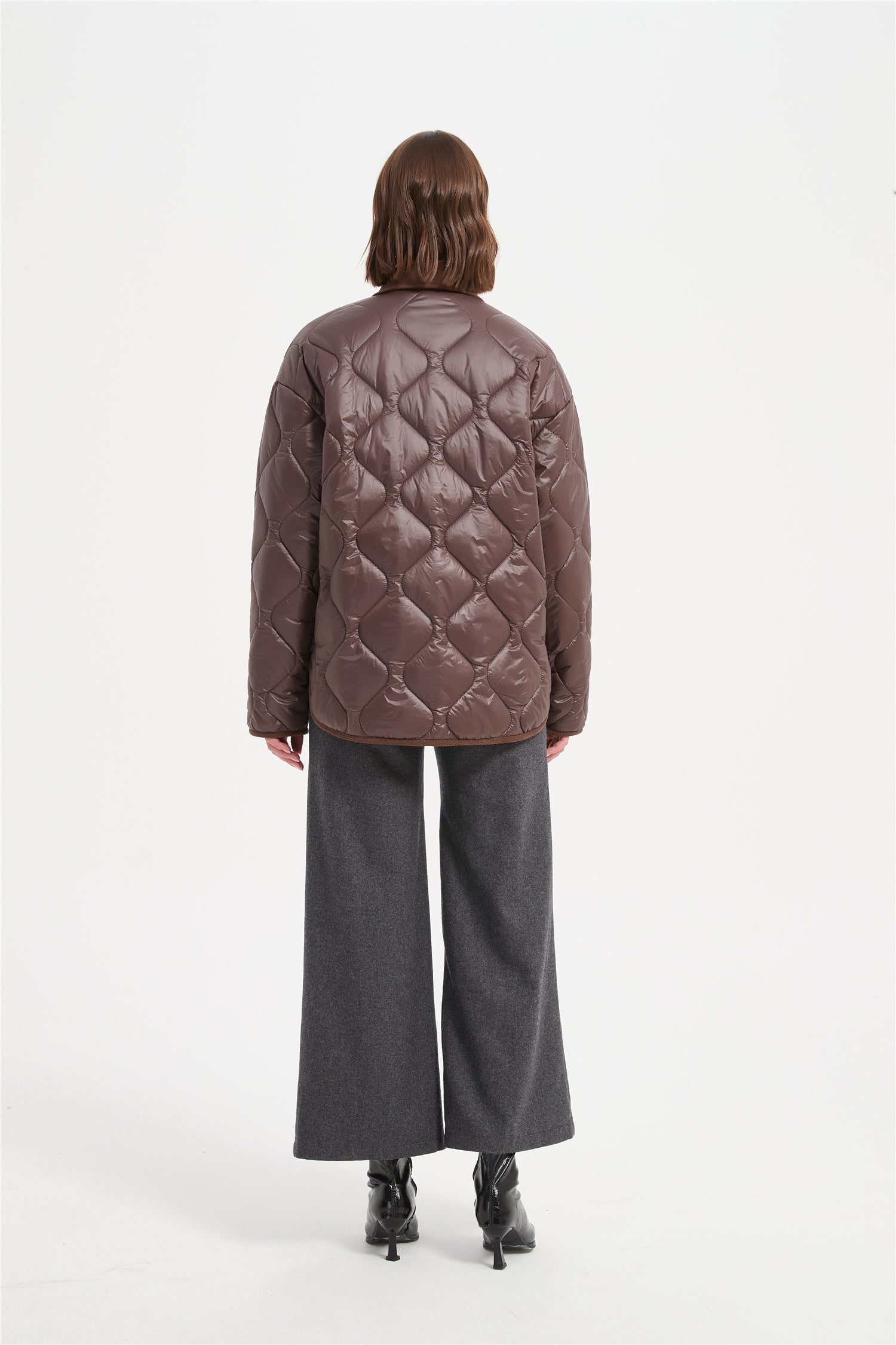 Women fancy quilting loose padded jacket