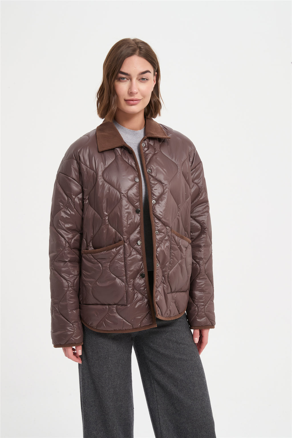 Women fancy quilting loose padded jacket