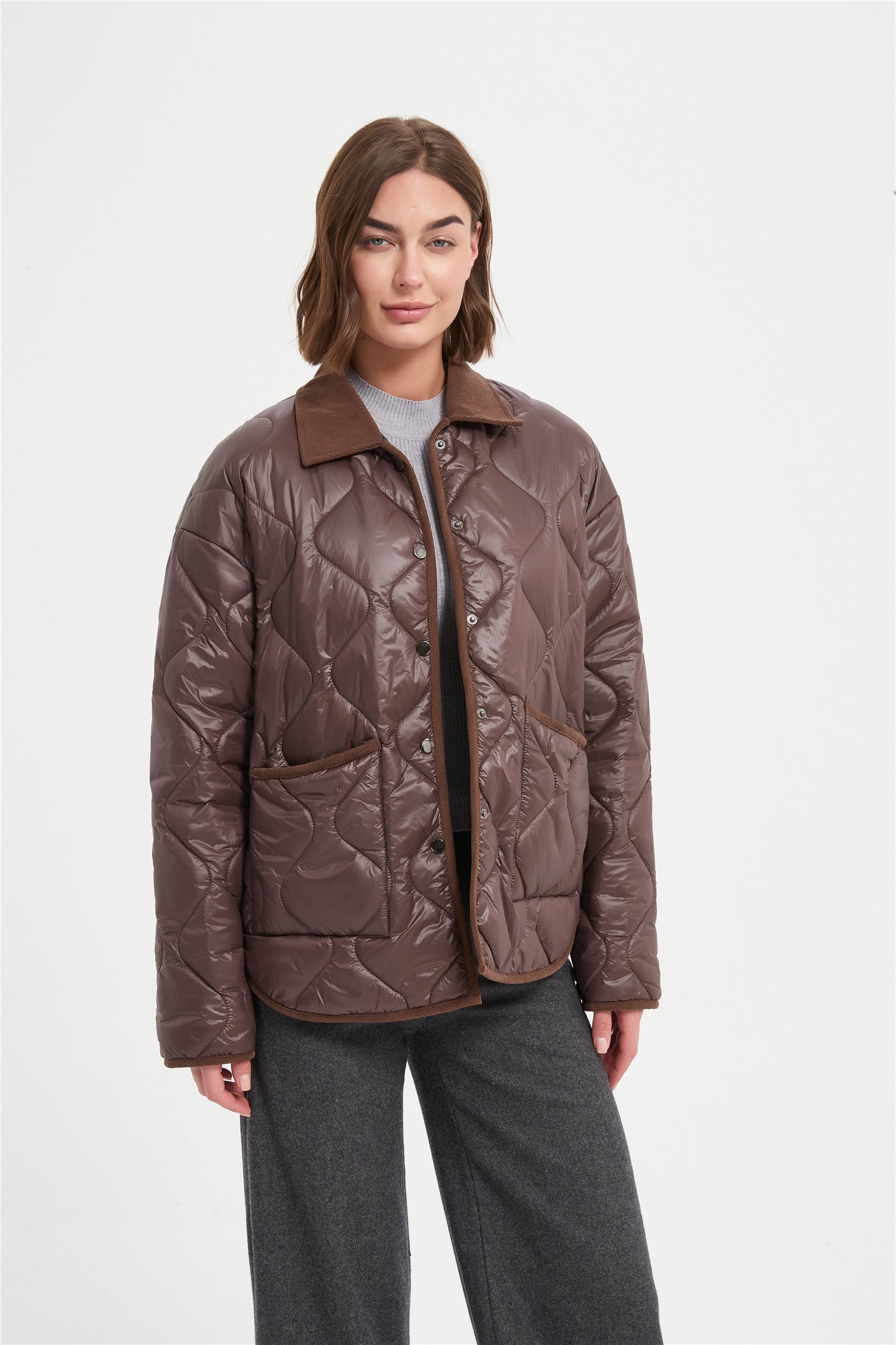 Women fancy quilting loose padded jacket