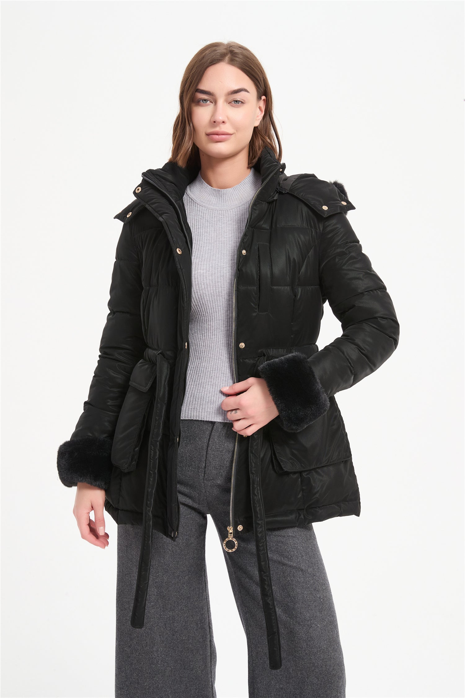 women Special velvet-like gloss padded jacket