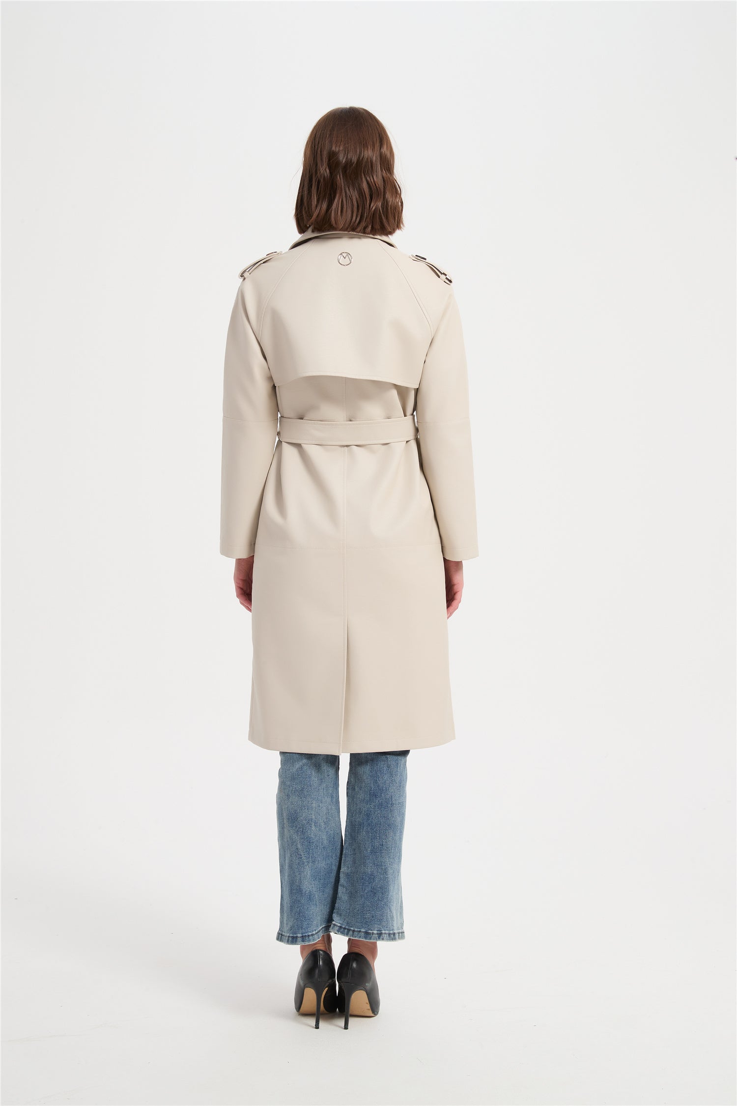 Women  PU trench coat（faux leather）