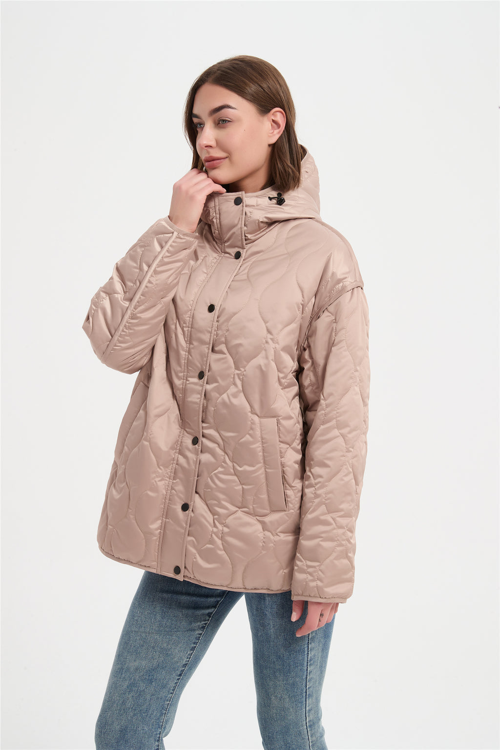 Women fancy quilting loose padded jacket