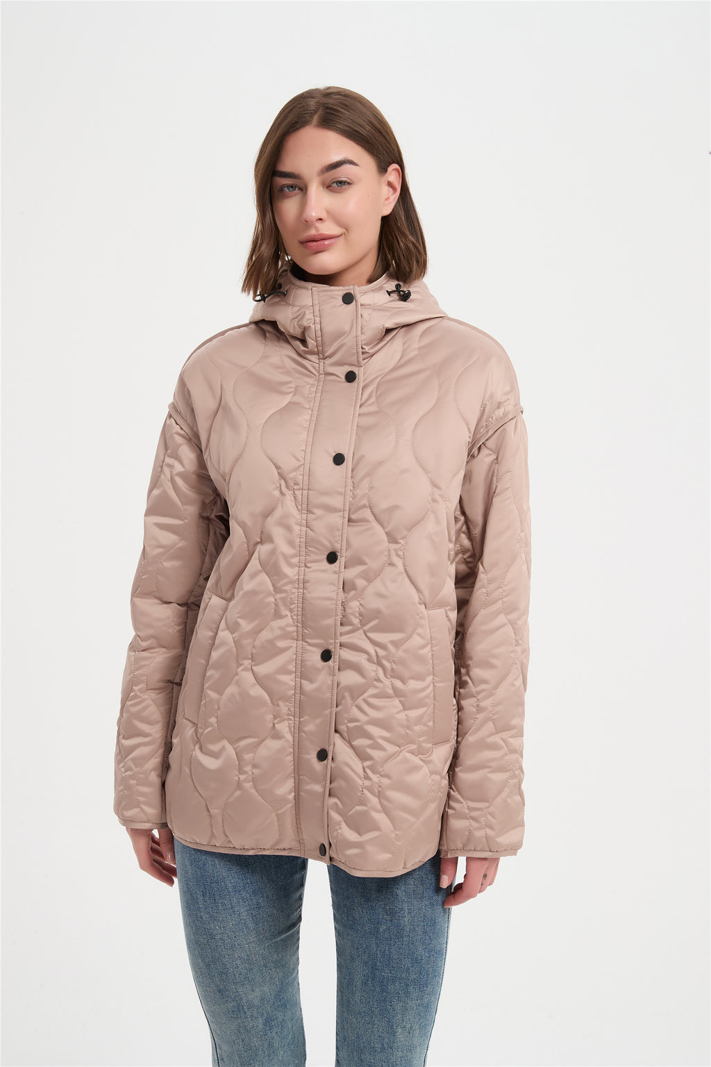 Women fancy quilting loose padded jacket