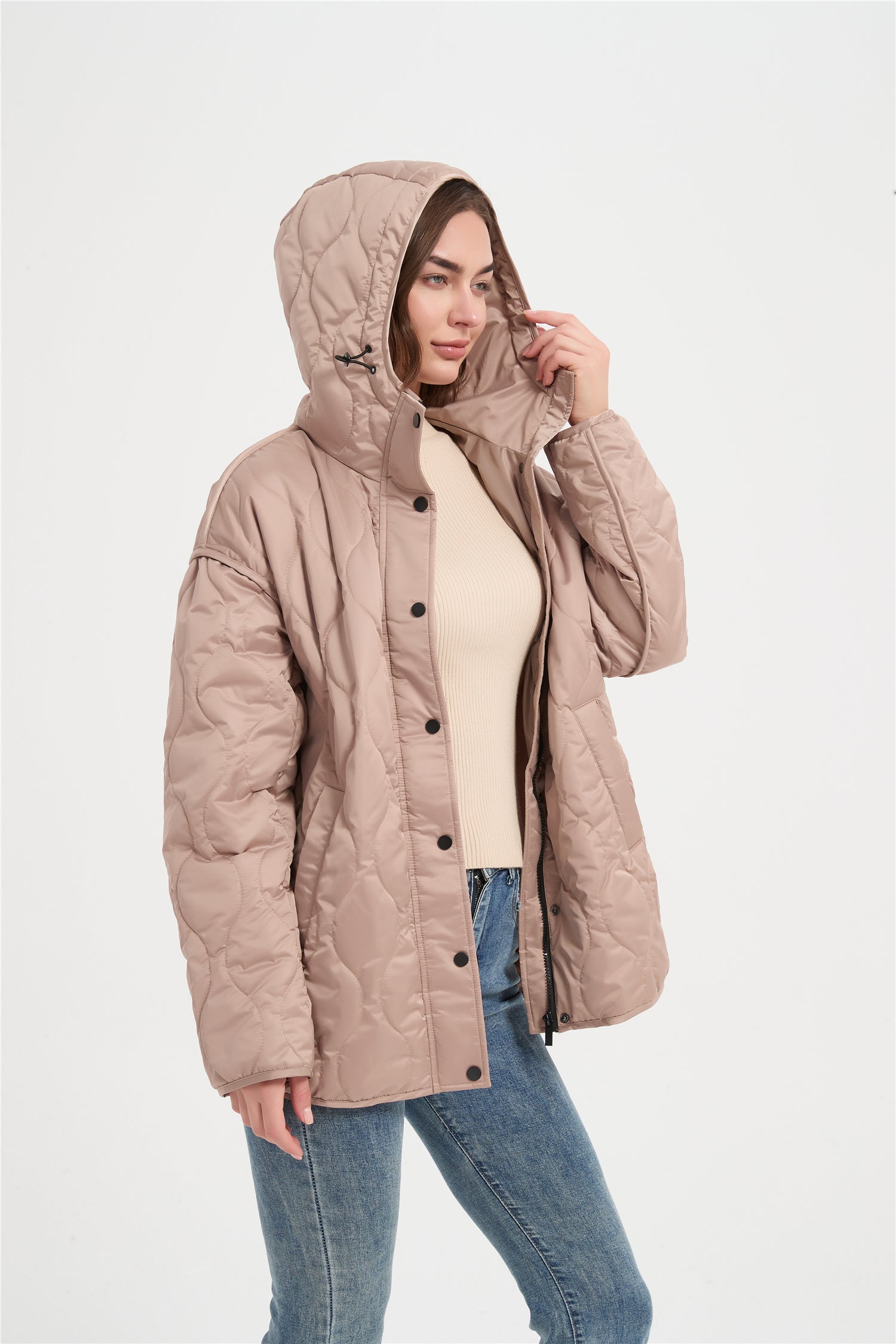 Women fancy quilting loose padded jacket