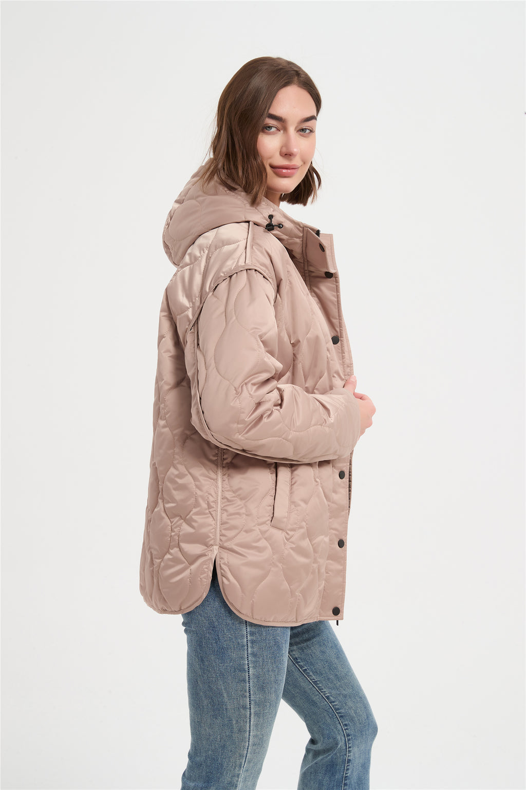 Women fancy quilting loose padded jacket