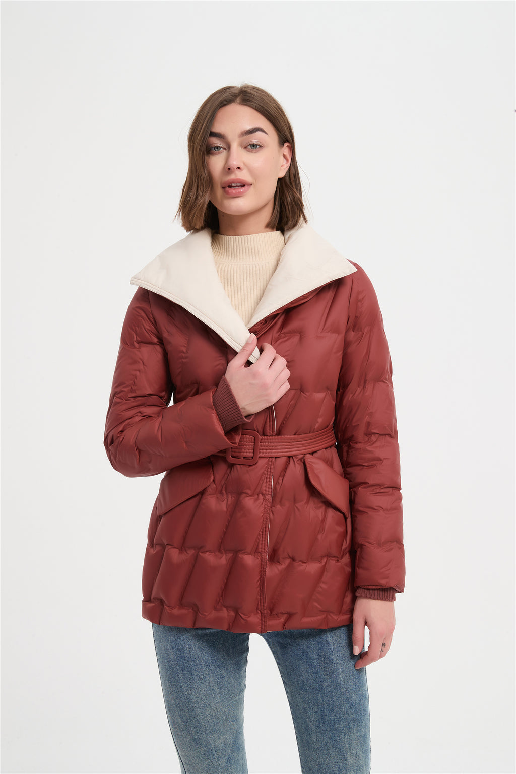Women soft tube fabric padded jacket