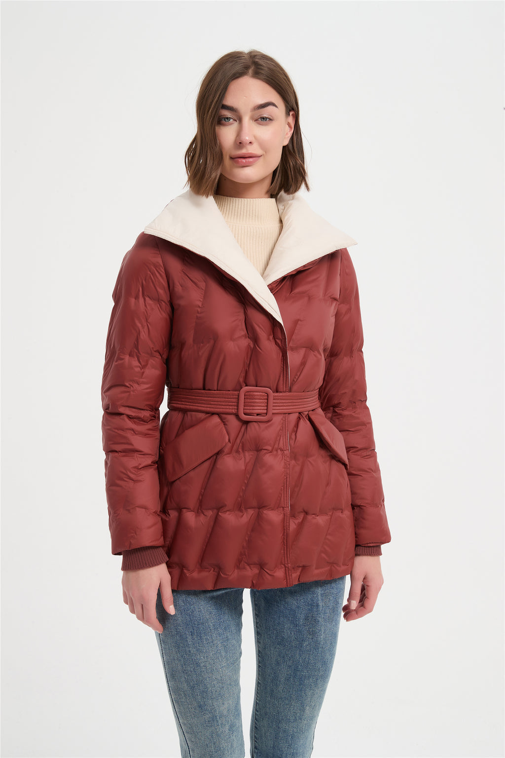 Women soft tube fabric padded jacket