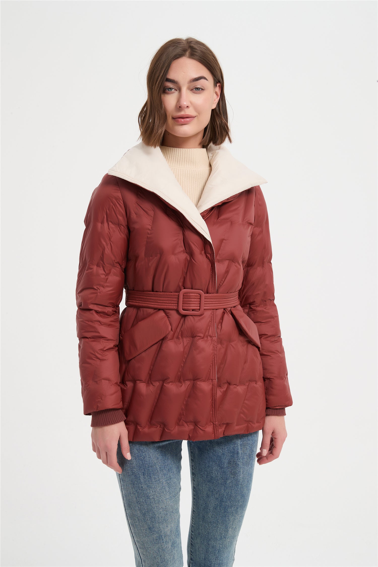 Women soft tube fabric padded jacket