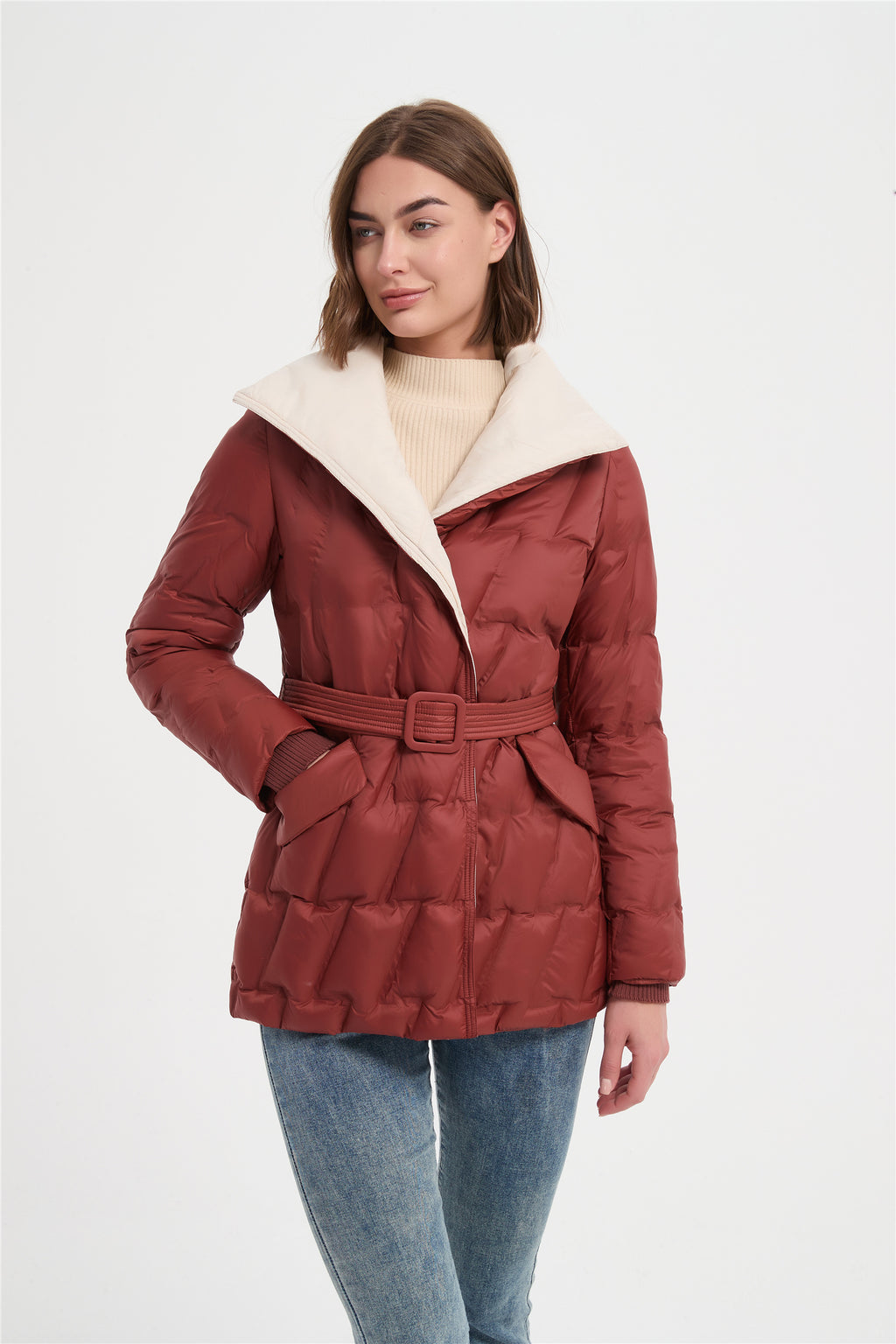 Women soft tube fabric padded jacket