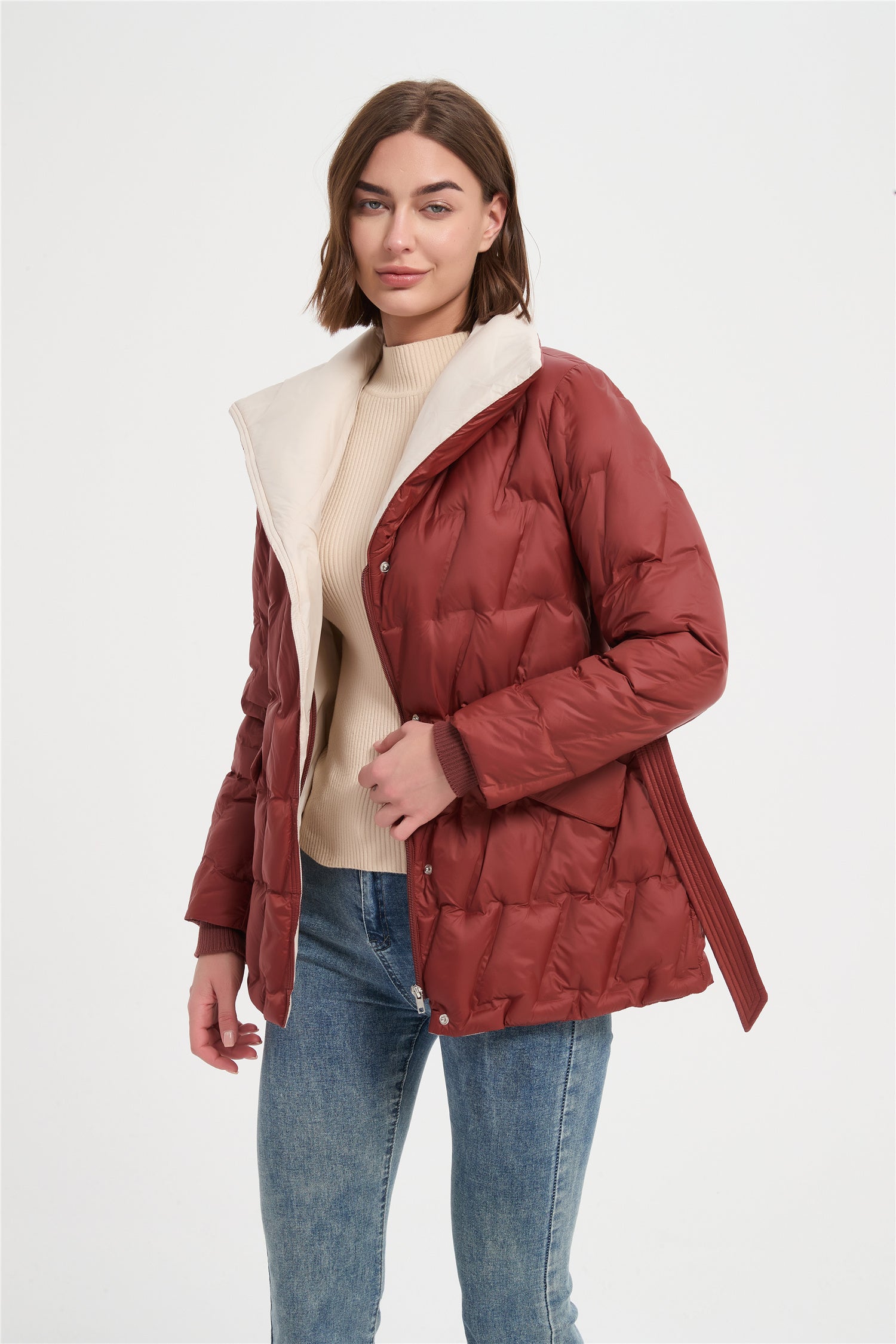 Women soft tube fabric padded jacket