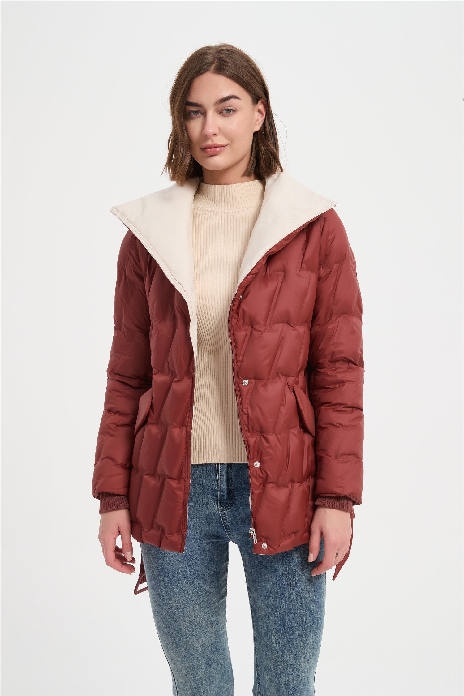 Women soft tube fabric padded jacket