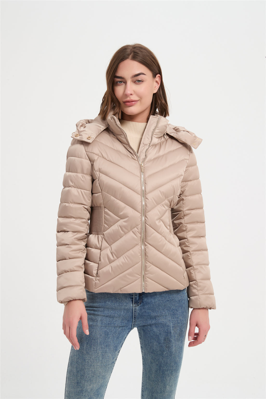 Women  high quality satin slim padded jacket