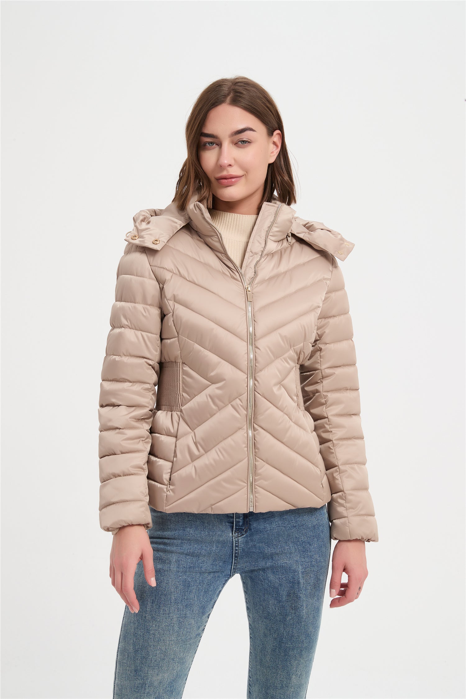Women  high quality satin slim padded jacket