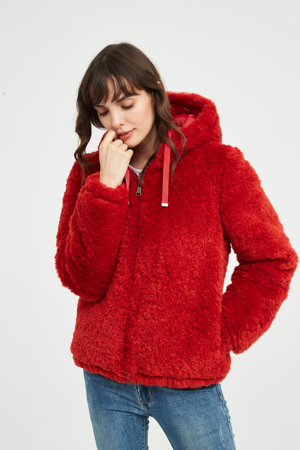 Women Faux Fur jacket double wear