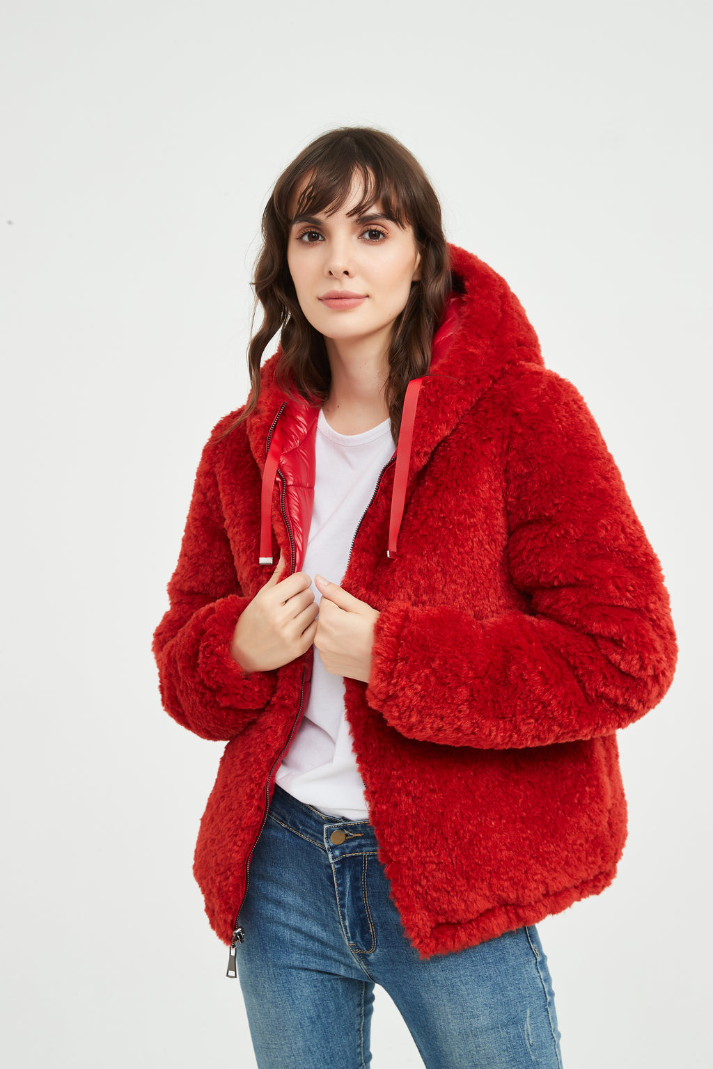 Women Faux Fur jacket double wear