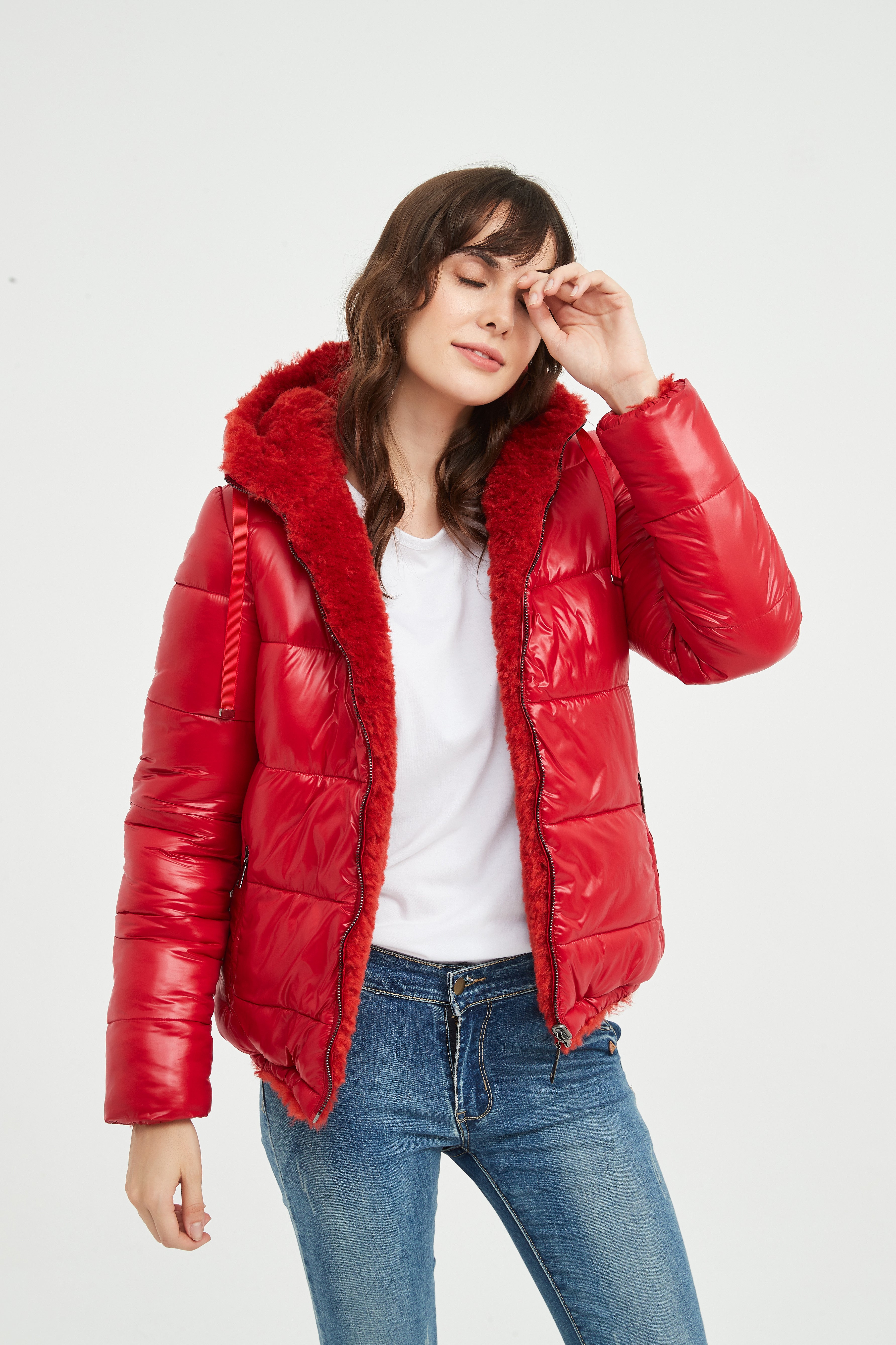 Women Faux Fur jacket double wear