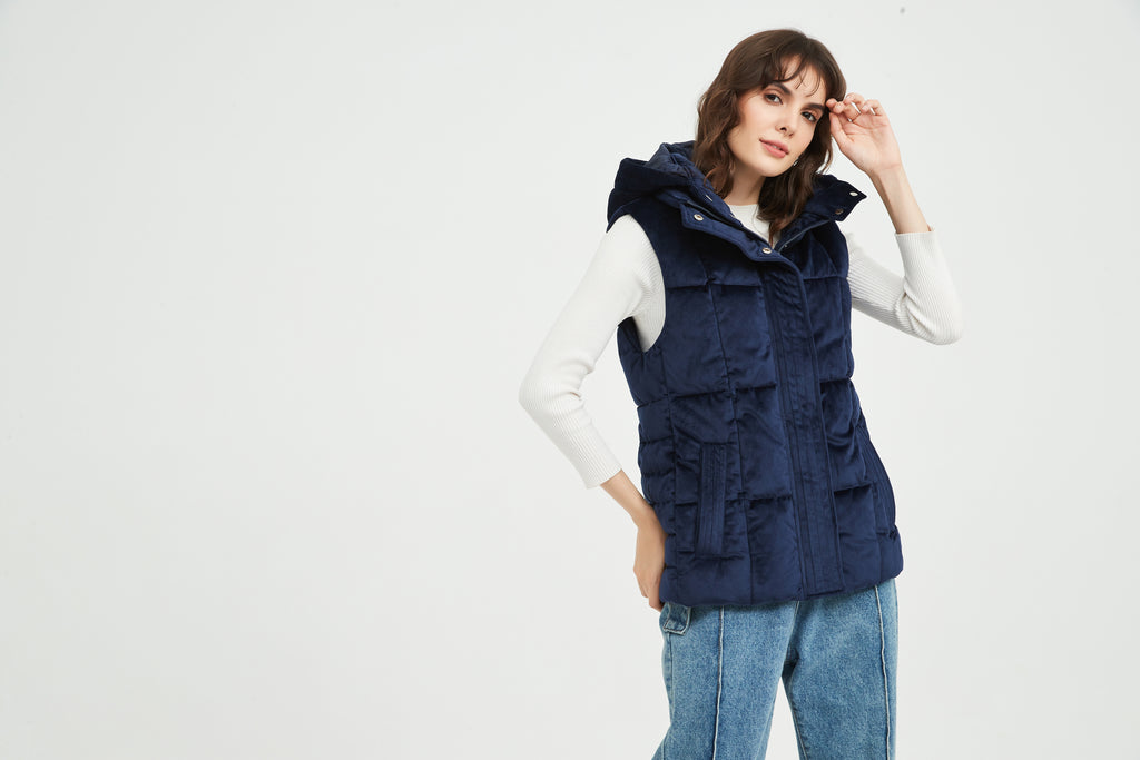 Ladies' Casual Padded Vest with Hood