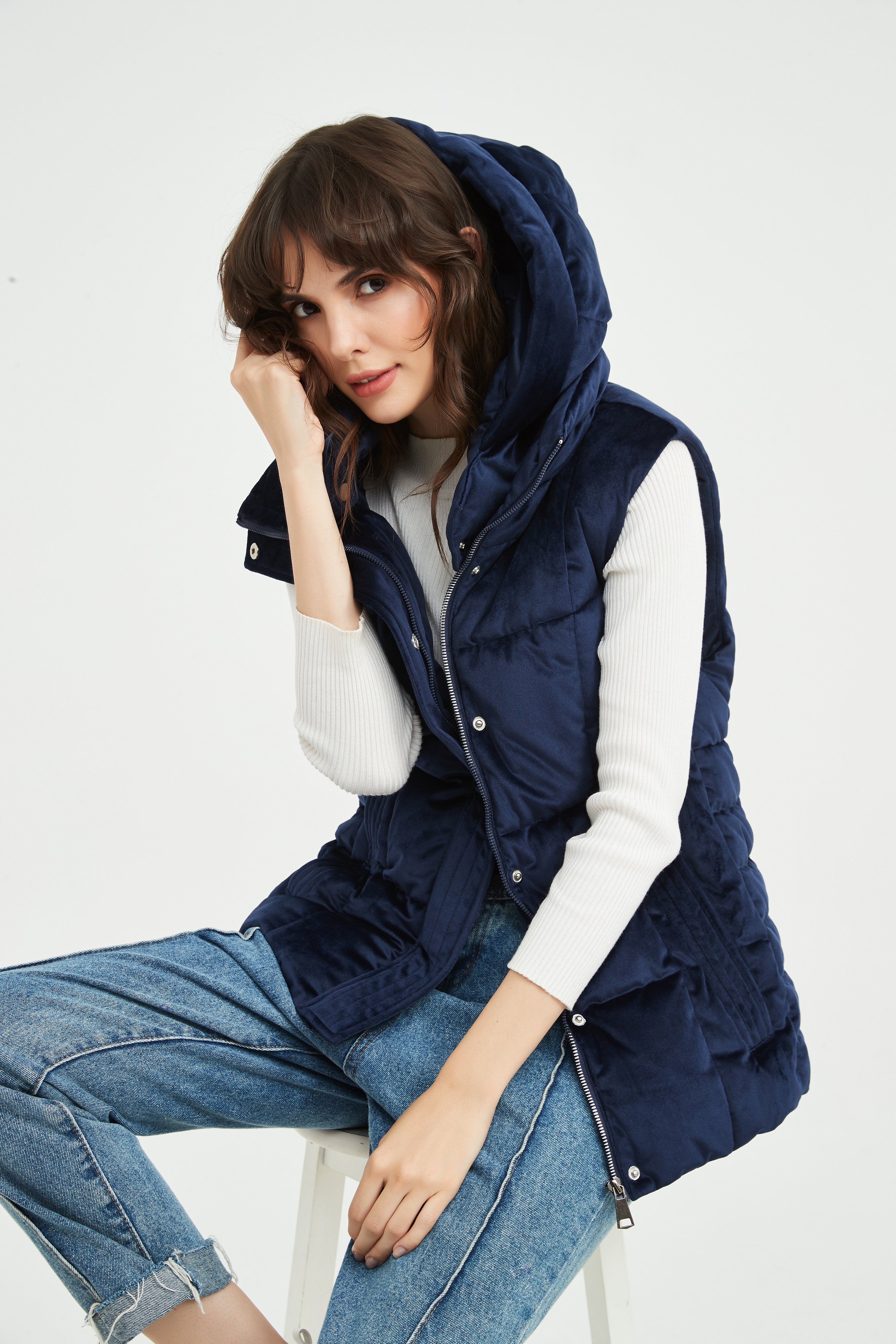 Ladies' Casual Padded Vest with Hood