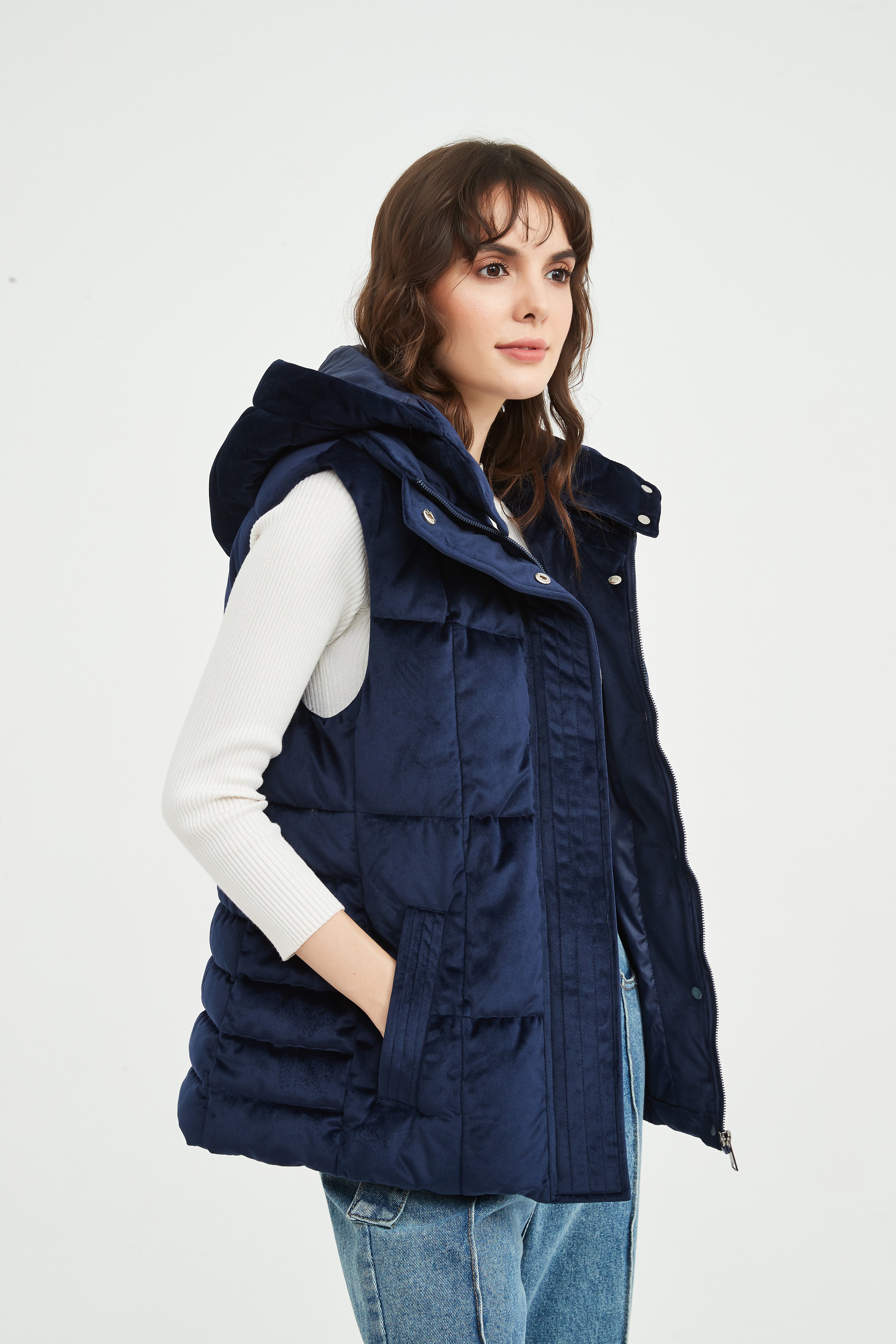 Ladies' Casual Padded Vest with Hood