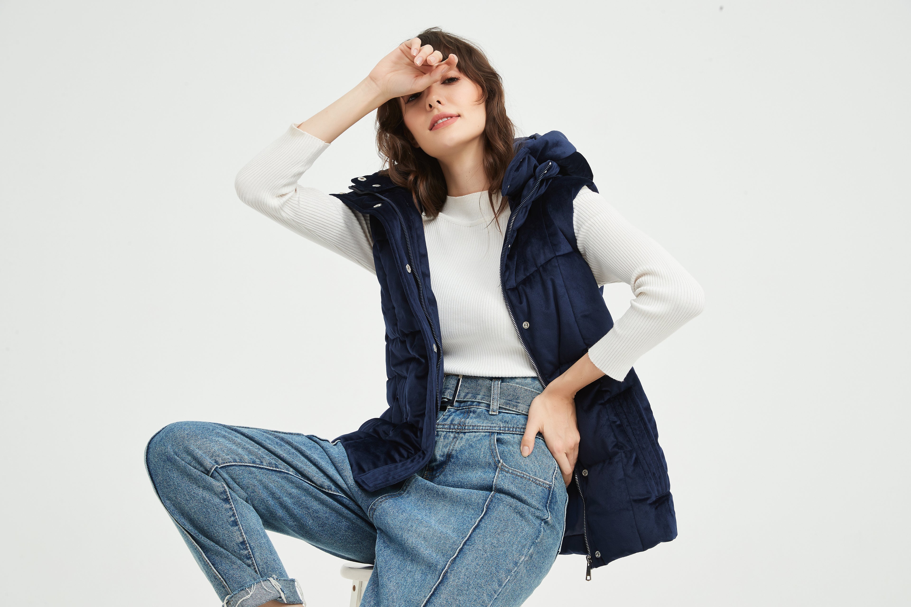 Ladies' Casual Padded Vest with Hood