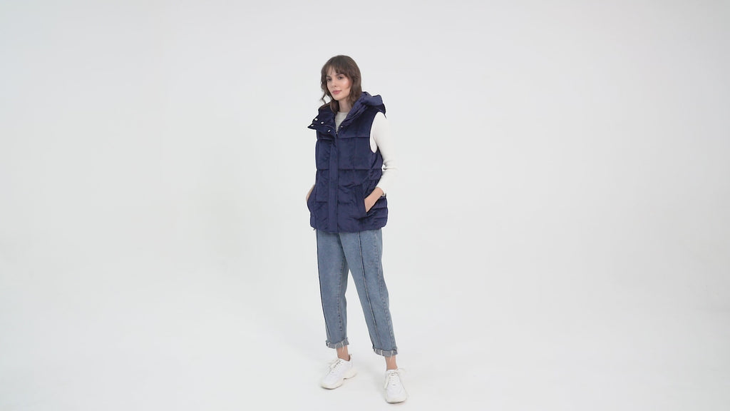 Ladies' Casual Padded Vest with Hood