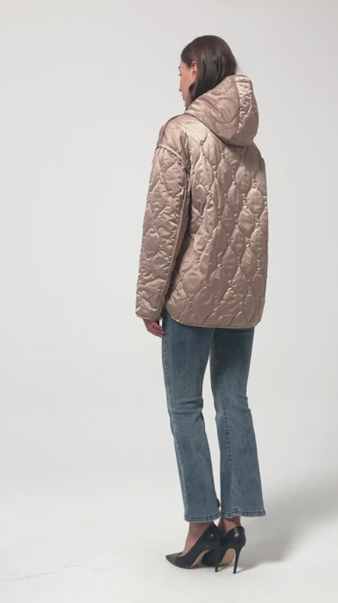 Women fancy quilting loose padded jacket