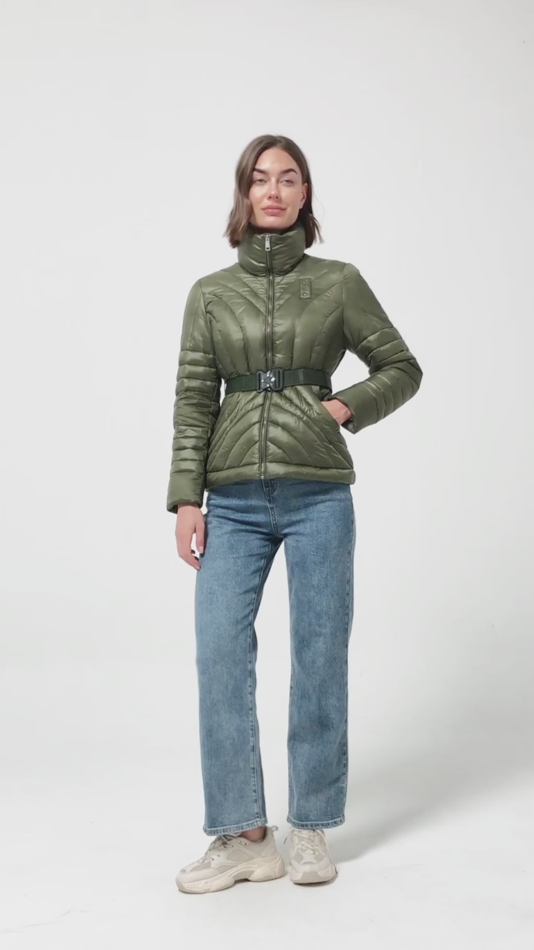 Women nylon special pattern slim padded jacket