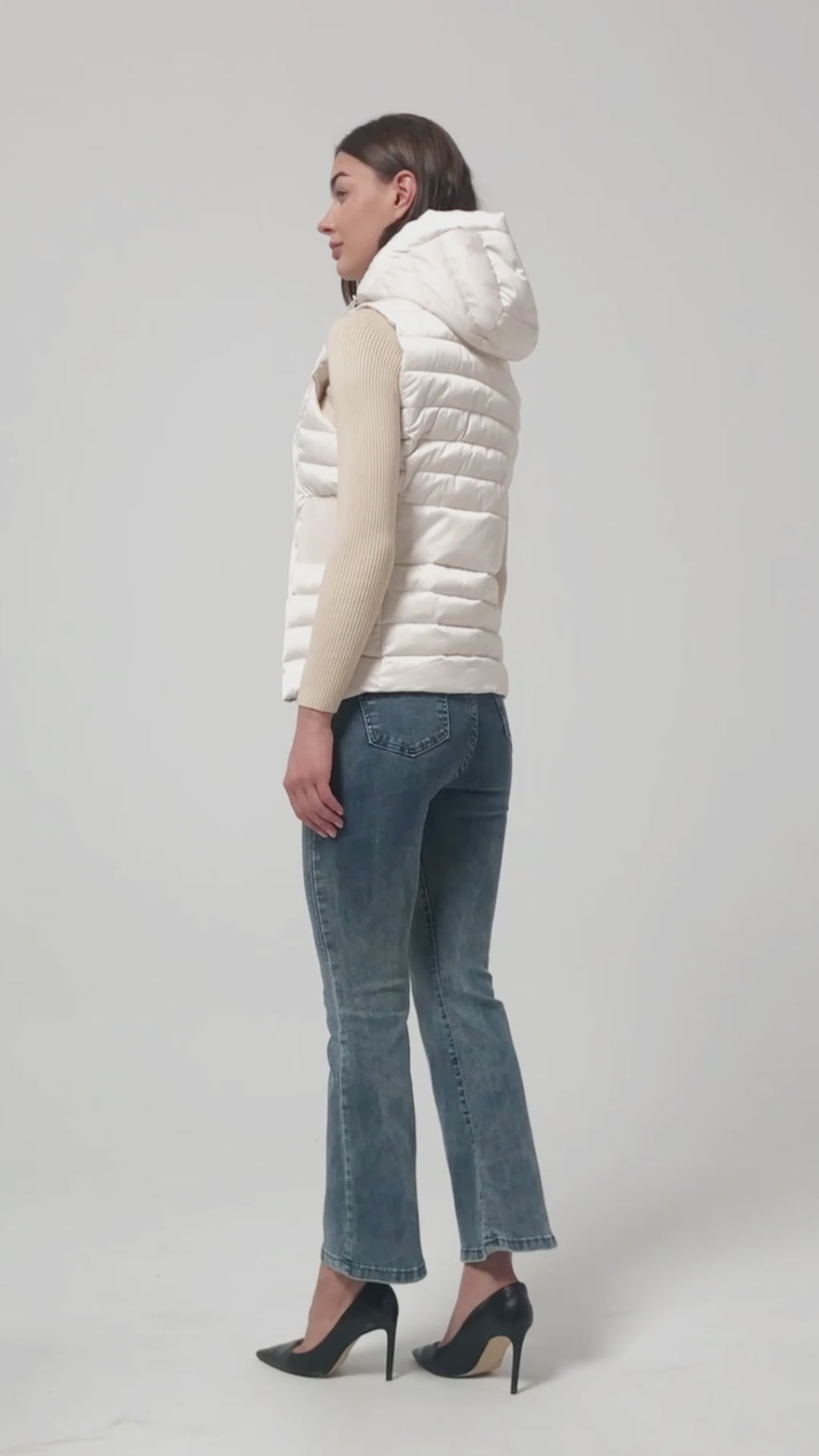 Women high quality satin fabric slim padded vest